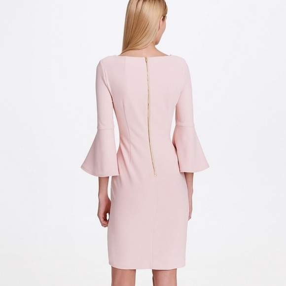 Calvin Klein Blush Bell 3/4 Sleeve Shift Pencil Dress size 10 M - Picture 4 of 12